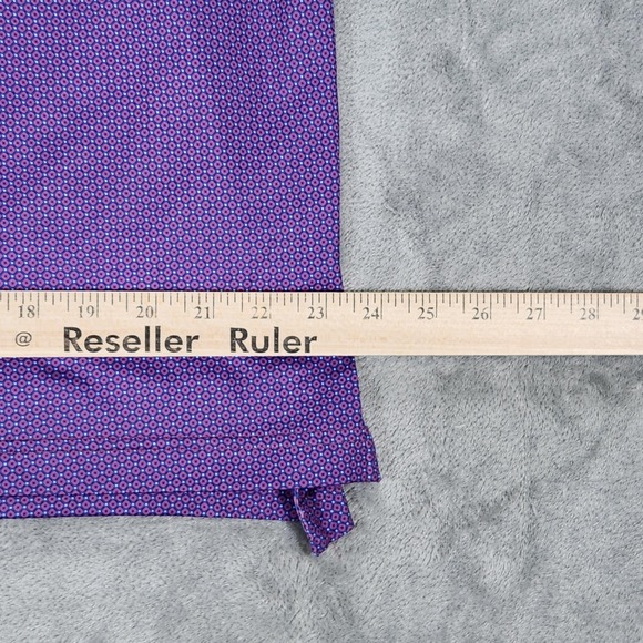 Peter Millar Polo Shirt Mens Large Purple Geo Print Summer Comfort Golf Stretch - Picture 11 of 12